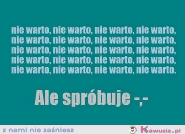 Nie warto, nie warto, nie warto...