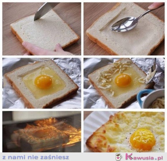 Pieczony tost z jajkiem i serem