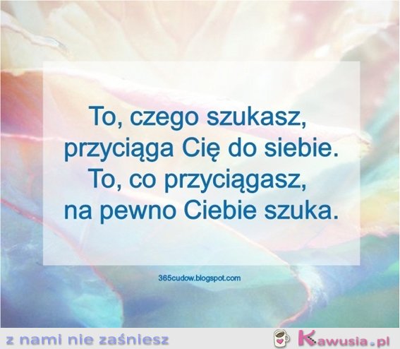 To, czego szukasz przyciąga Cię do siebie...