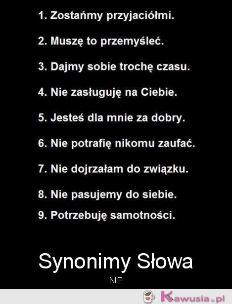 Synonimy słowa nie