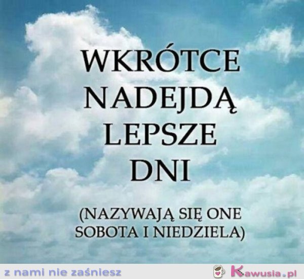 Wkrótce nadejdą lepsze dni..