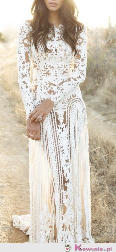 Biała, koronkowa maxi