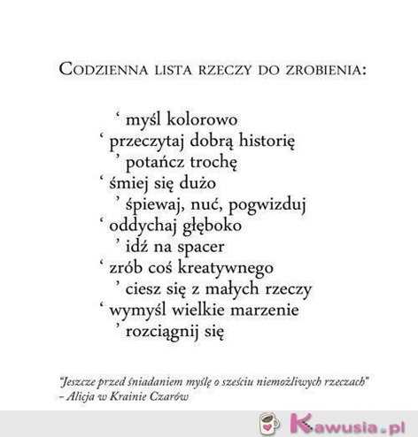 Codzienna lista rzeczy do zrobienia