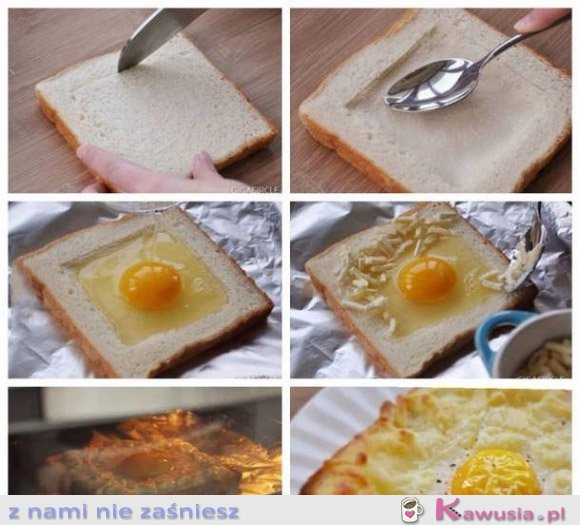Pieczony tost z jajkiem i serem