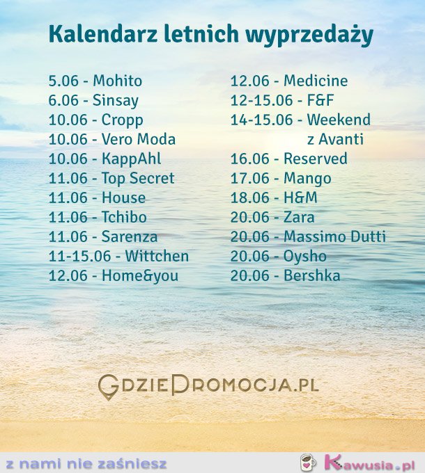 Kalendarz letnich wyprzedaży 2014