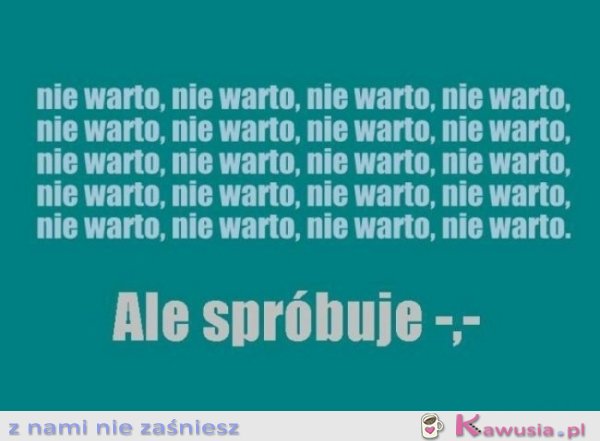 Nie warto, nie warto, nie warto...