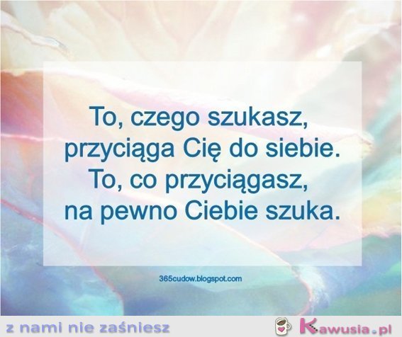 To, czego szukasz przyciąga Cię do siebie...