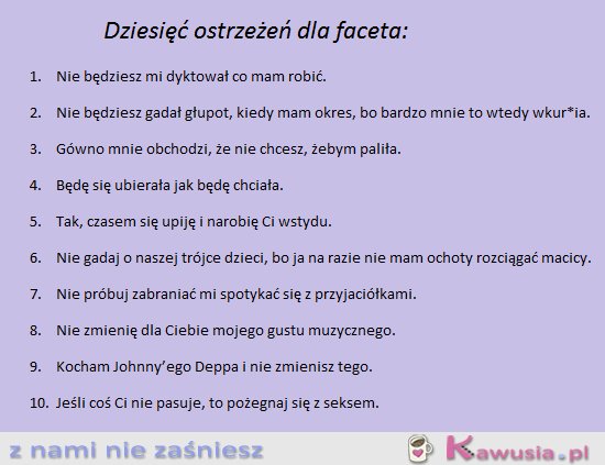 10 przykazań dla faceta