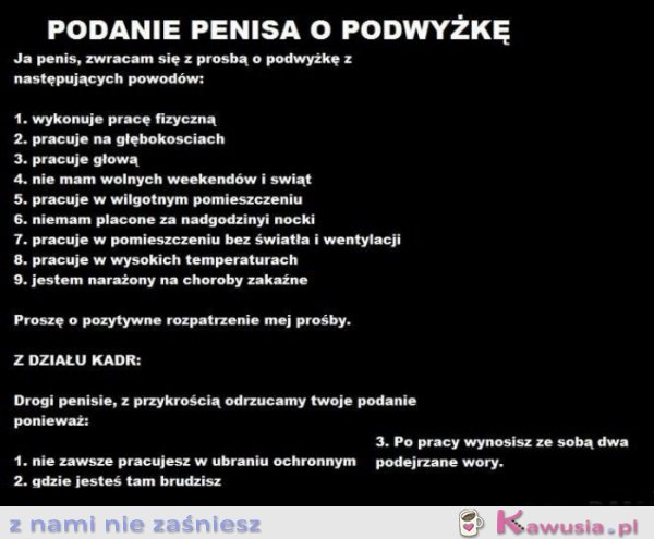 Podanie penisa o podwyżkę