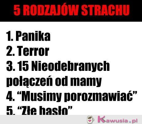 5 rodzajów strachu