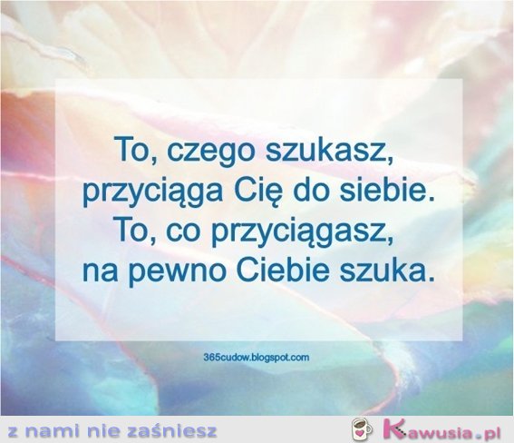 To, czego szukasz przyciąga Cię do siebie...