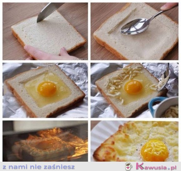 Pieczony tost z jajkiem i serem