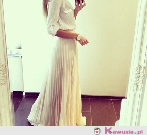 Kremowa, plisowana maxi