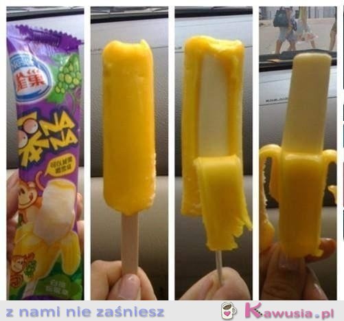 Lód bananowy wyglądający jak prawdziwy banan