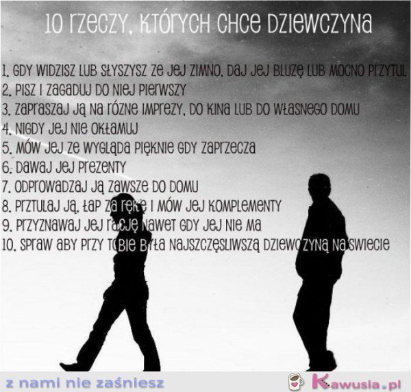 10 rzeczy których chce dziewczyna