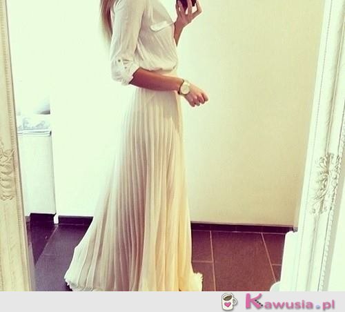 Kremowa, plisowana maxi