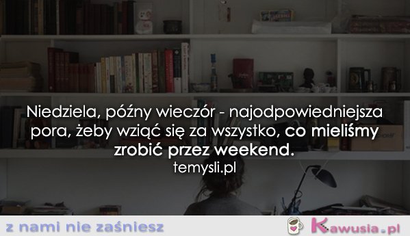 Niedziela, p&oacute;źny wiecz&oacute;r...