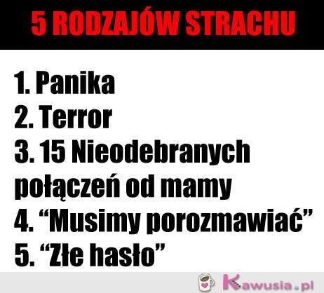 5 rodzajów strachu